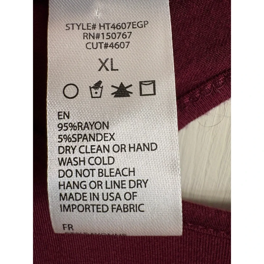 Harley Davidson Womens XL Rhinestone Logo Tee Burgundy Crisscross Back Shirt - Picture 6 of 9